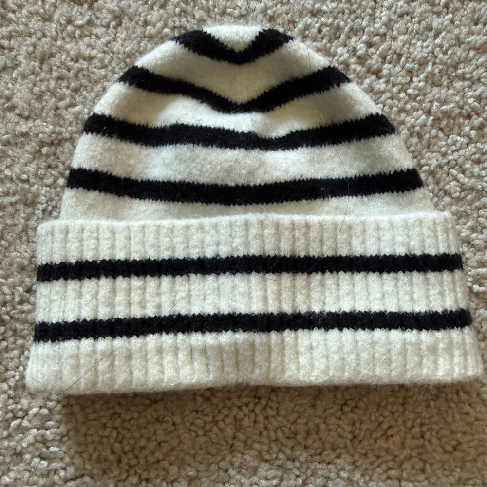 Striped Black and White beanie